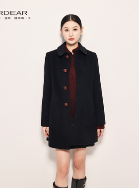 Girdear/哥弟羊毛毛呢外套宽松中长款双面呢大衣商场同款140060