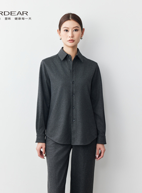 Girdear/哥弟经典款通勤风翻领长袖宽松百搭休闲秋冬衬衫130168