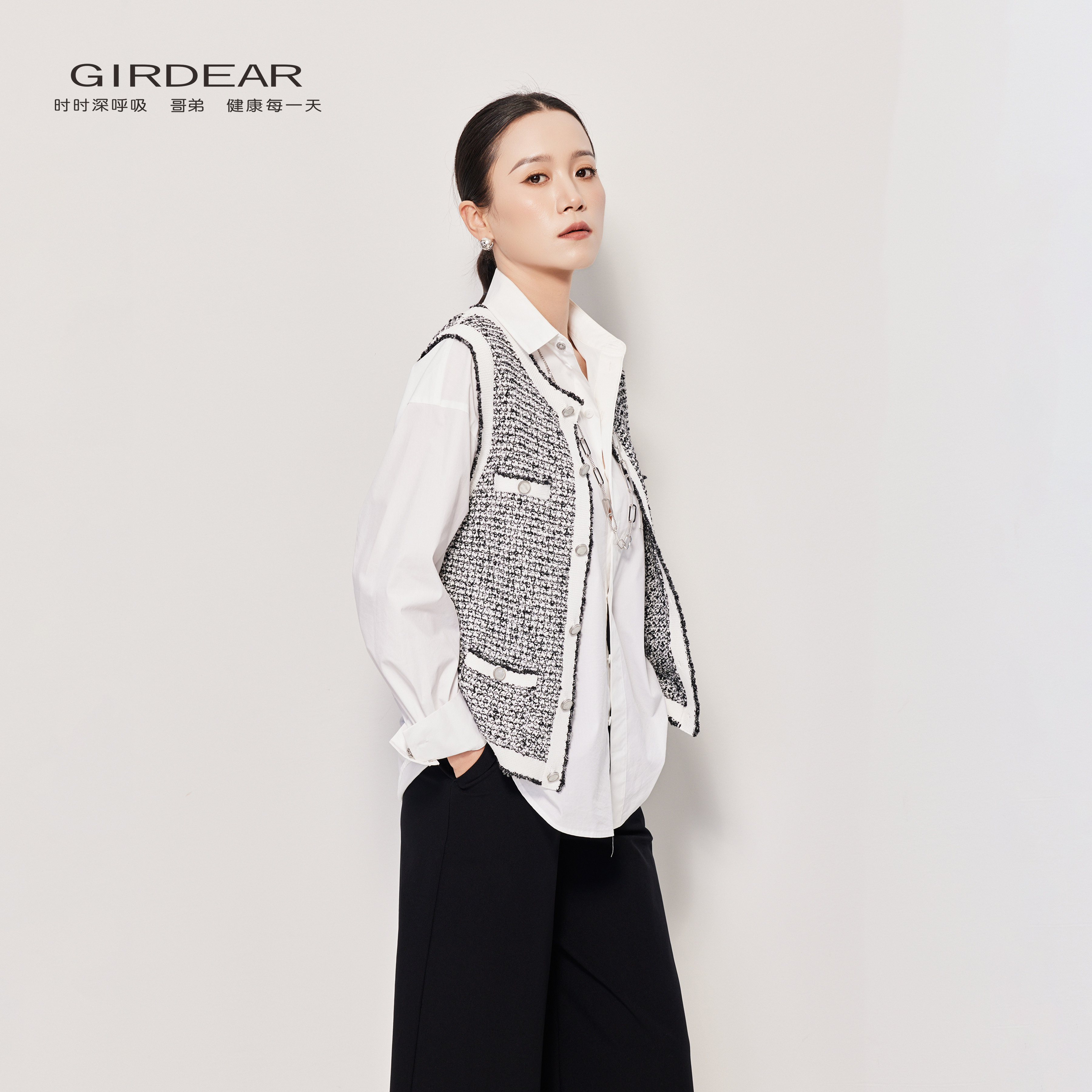 Girdear/哥弟夏季小香风马甲女无袖显瘦薄款外穿149923