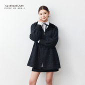 感静酷风中长款 Girdear 哥弟时尚 通勤气质保暖连帽毛呢外套140086