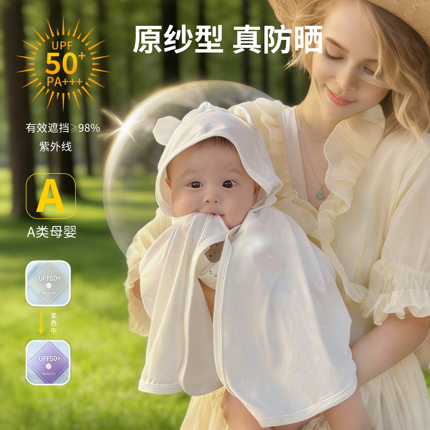 宝宝防晒衣服小月龄婴幼儿斗篷轻薄男女童冰丝防紫外线披风外出服