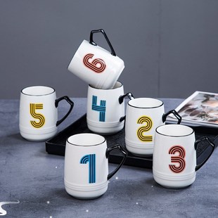 招待客人的杯子水杯区分标记陶瓷水具套装茶壶可装开水颜色分类杯