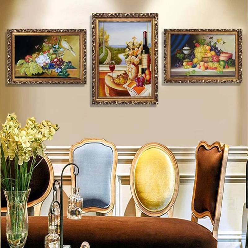 餐厅装饰画现代简约欧式饭厅厨房挂画客厅背景墙壁画花卉水果油画图片