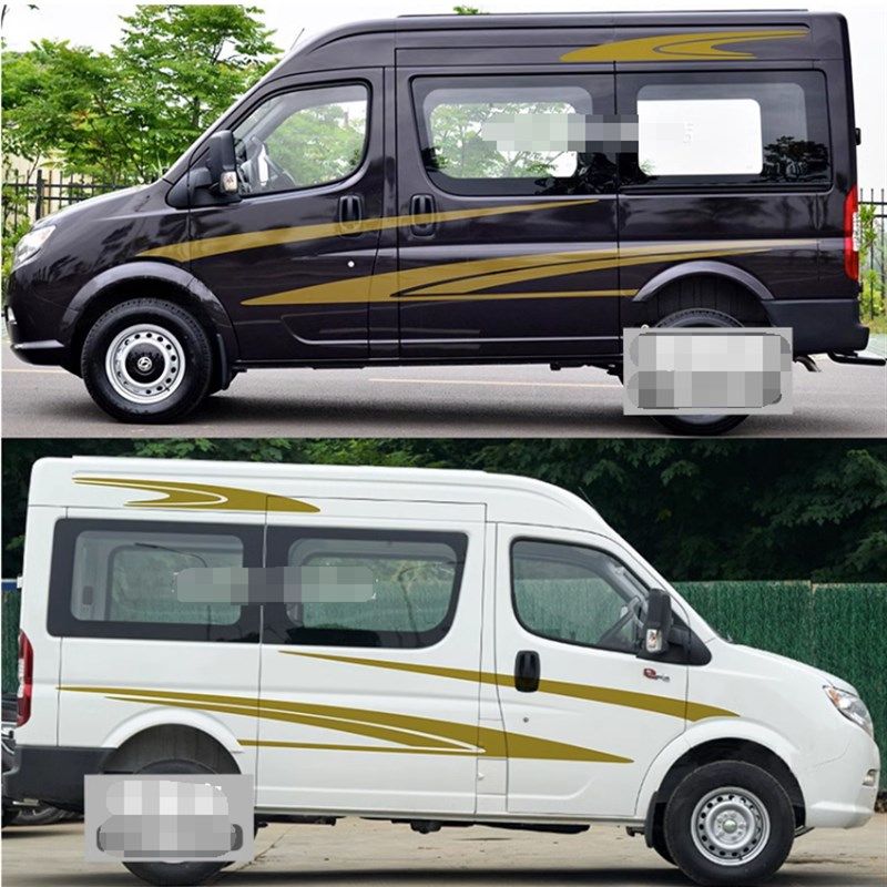 适用东风御风车贴房车拉花彩条车身腰线贴改装饰大通V80全顺贴纸