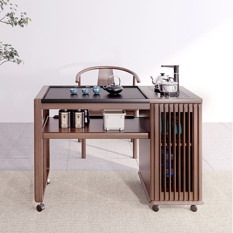 新中式茶桌椅组合白蜡p木简约阳台泡茶桌全实木茶台小户型功夫茶