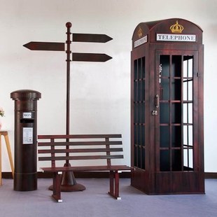 电话亭摆件艺邮装筒摆件大厅售落铁地场景展厅陈列楼饰商场DP布