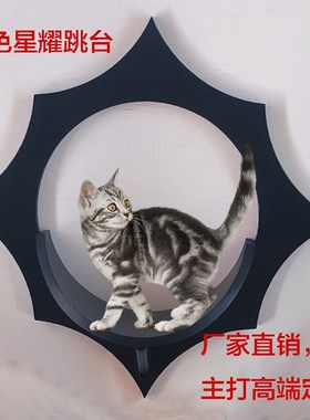 黑色星耀逍遥f台墙挂式猫爬架跳台剑麻踏板实木猫墙壁挂式猫家具