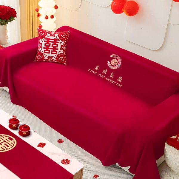红色沙发盖布2025新款四季通用中式刺绣防尘沙发套罩结婚沙发盖巾,居家布艺,沙发套,淘宝优惠券,粉丝福利购,淘宝优惠卷