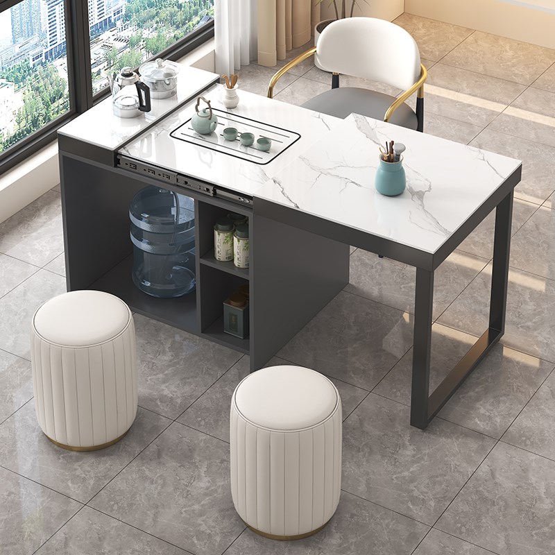 阳台岩板茶桌伸缩k多功能茶车小型可移动客厅家用小茶台功夫泡茶