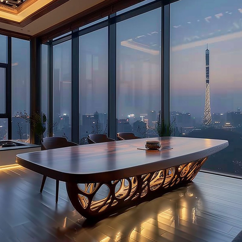 新中式实木大阪茶桌椅组合客厅家用黑胡桃木泡P茶桌简约办公室茶