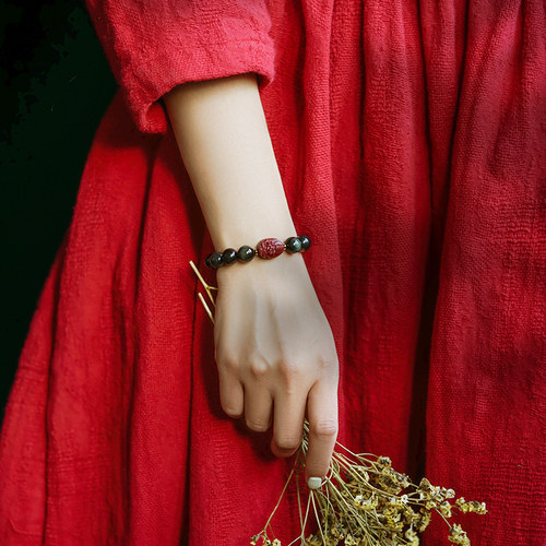 虎年黑曜石本命年手链男属虎x牛龙蛇虚空藏菩萨本命佛转运珠手串