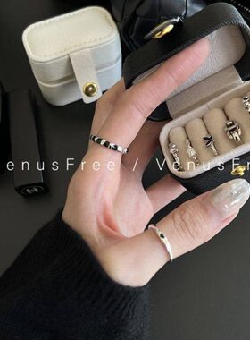 Mini黑白豆腐首饰盒随身小号块收纳包日常首饰盒戒指简约小型