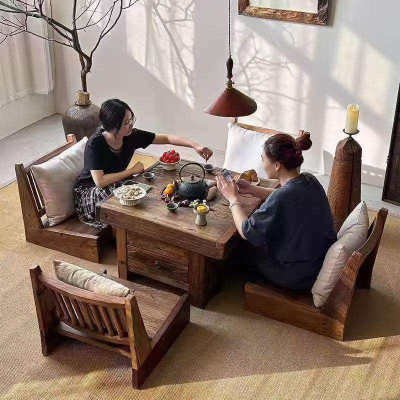 复古实木围炉茶桌户外阳台庭院桌椅中式火锅桌老榆木怀旧泡茶桌,农机/农具/农膜,植保机械,淘宝优惠券,粉丝福利购,淘宝优惠卷