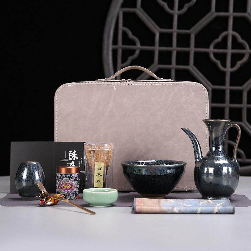 日式建盏茶筅套装抹茶工具刷子竹子宋点茶茶具组茶艺茶道茶具碗