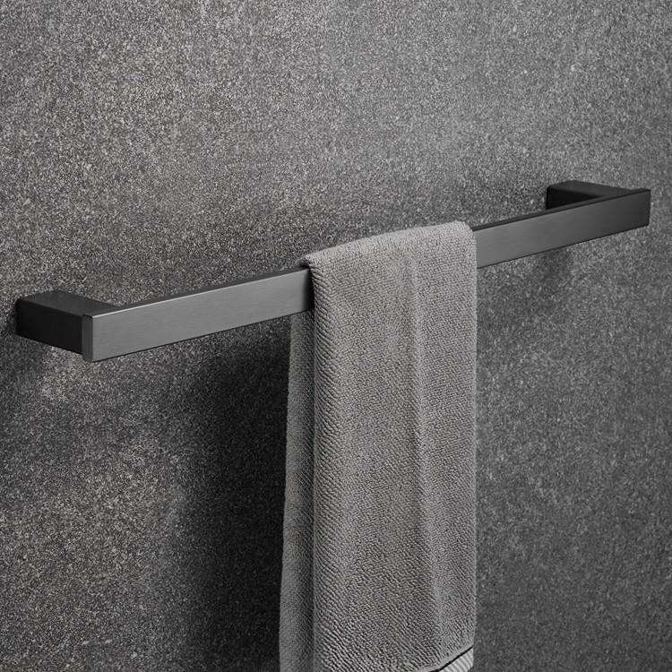 黑色304不锈钢卫生间浴巾架挂件套装简约浴室墙上壁挂置物毛巾架
