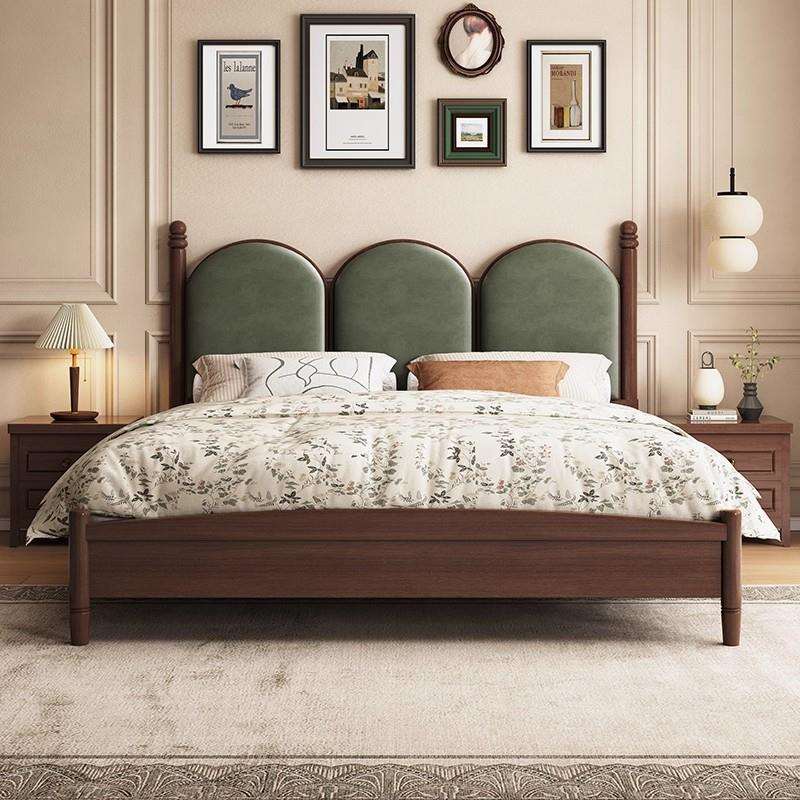 复古美式实木床双人床1.5米1.8米现代简约中古风公寓出租屋民宿床