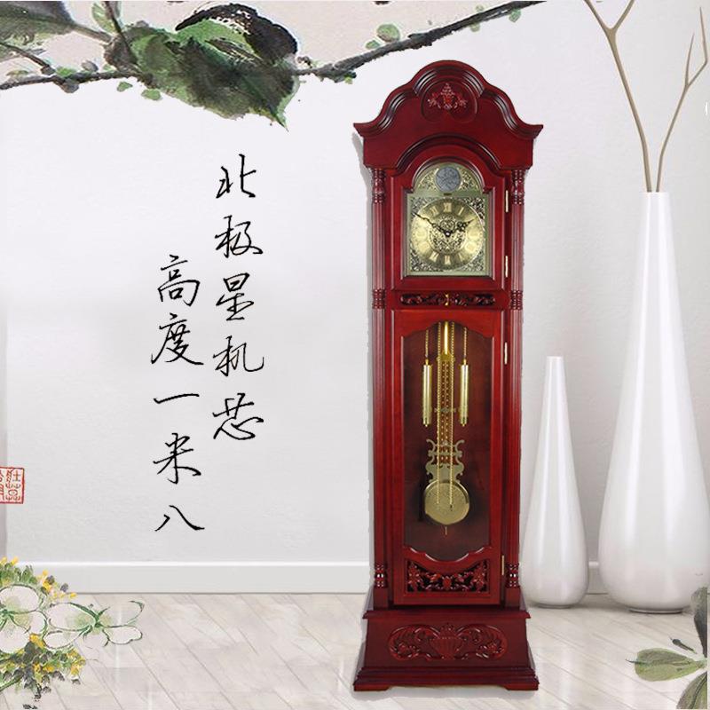 北极星欧式客厅落地钟实木复古机械大摆钟立钟欧式现代客厅座钟