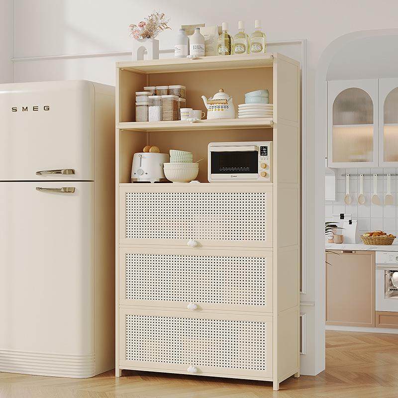 奶油风厨房置物架落地多层储物柜家用多功能调料收纳架子碗橱柜子,五金/工具,其他电线电缆,淘宝优惠券,粉丝福利购,淘宝优惠卷