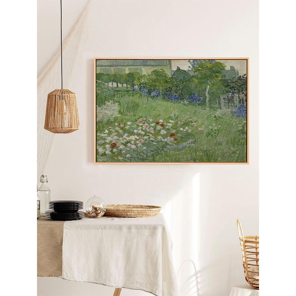 十七小众绿色治愈梵高莫奈名画原木风挂画客厅餐厅北欧装饰画玄关
