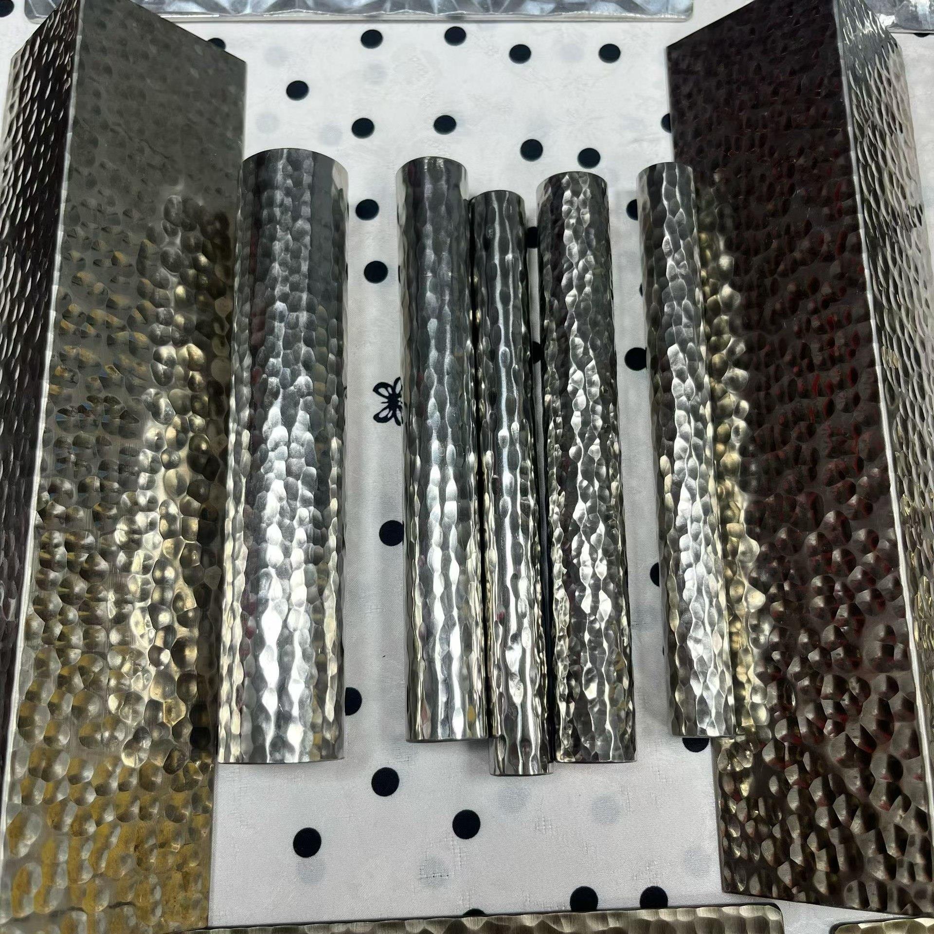 不锈钢锤纹管实心棒捶打纹锻打纹防滑装饰管黄铜棒
