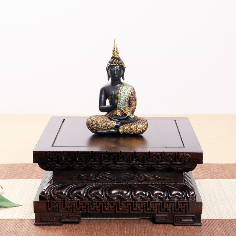 黑檀木实木长方正方莲花金刚底座佛像菩萨观音关公财神摆件加高台
