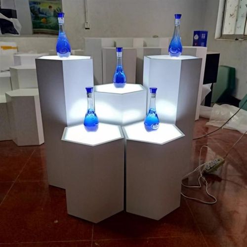 定做精品烤漆展示台六角发光净水机智能锁地台无人机飞机模型展台