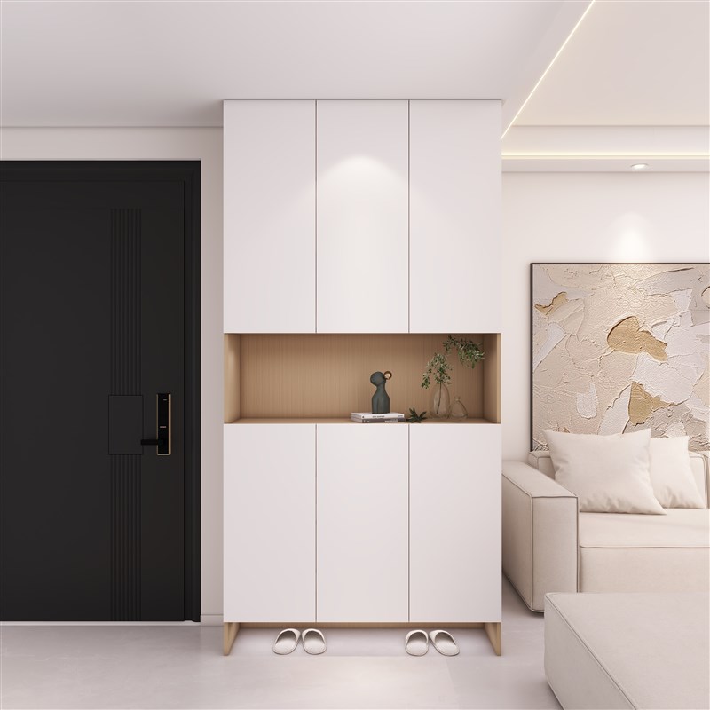 入户鞋柜一门到顶实木定制穿衣柜挂衣柜隔断柜置物柜侧靠墙高鞋柜