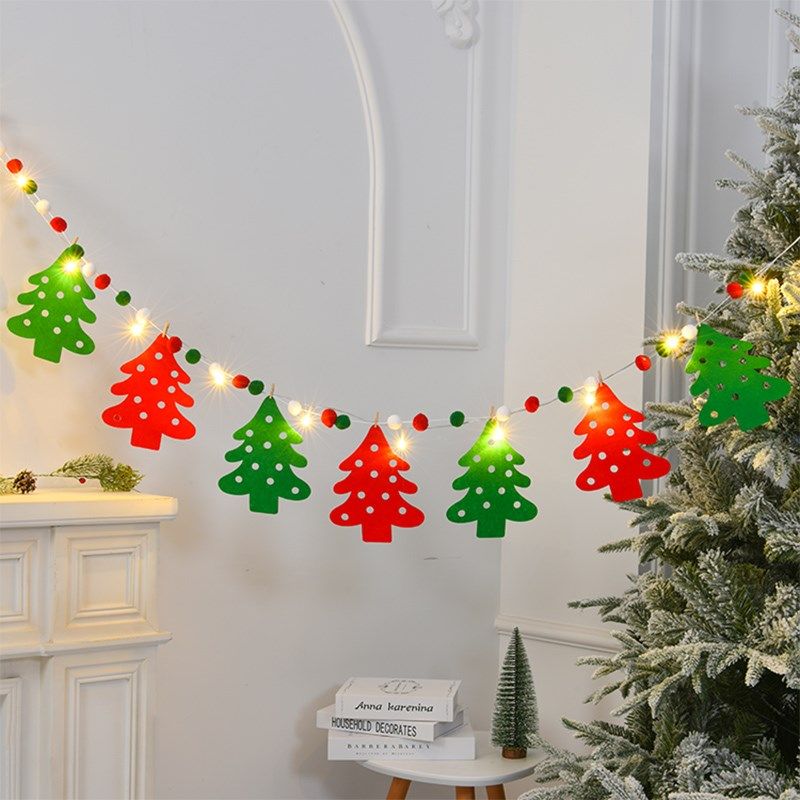 圣诞节装饰用品LED满天星灯串挂饰毛毡布麋鹿圣诞树装扮拉花吊饰