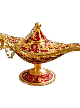 阿拉丁神灯壶摆件敦煌许愿灯金属家居装饰异域风情拍摄道具酒壶