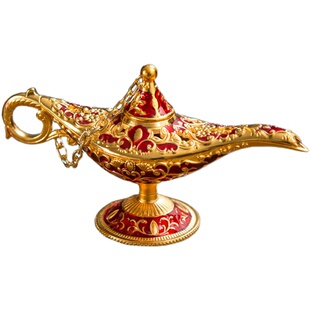 阿拉丁神灯壶摆件敦煌许愿灯金属家居装饰异域风情拍摄道具酒壶