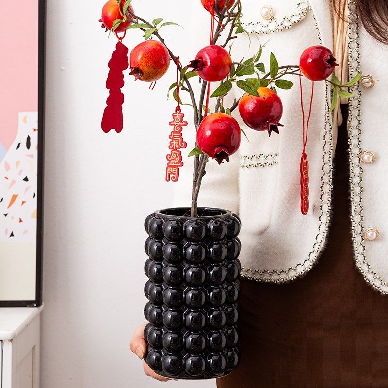 新年喜庆浮雕釉泡泡盆陶瓷花盆蝴蝶兰绿植盆栽桌面阳台创意花器