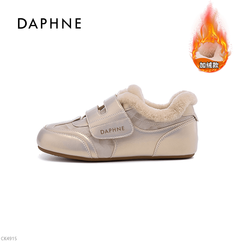 达芙妮冬季魔术贴加绒德训鞋女