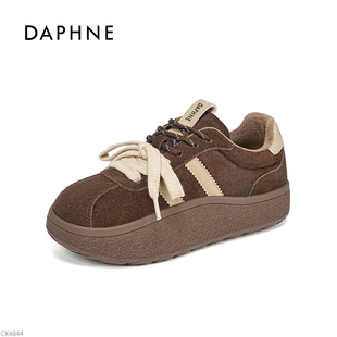 达芙妮女鞋 带休闲保暖运动鞋 加绒德训鞋 厚底双鞋 2025冬季 Daphne