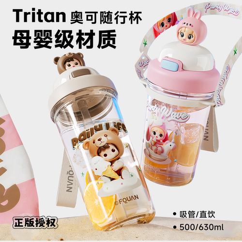 专用食品级train水杯~2026夏季儿童塑料杯0双酚吸管杯上学水杯