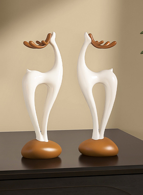 小鹿创意艺术石来运转花s瓶餐边柜客厅电视柜玄关家居桌面装饰摆