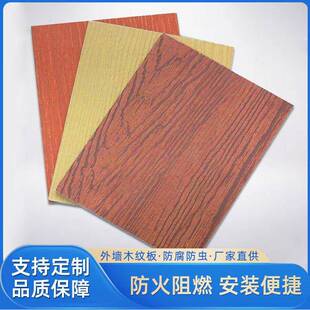 外墙水泥纤维木纹挂板护墙板客厅吊顶防火材料压花别墅装饰板厂家