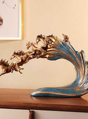 新中式玄关马摆件客厅招s财办公室书房酒柜装饰工艺品开业乔迁礼