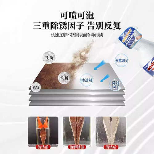 金刚网纱窗除锈清洁剂防盗窗器窗户生锈不锈钢金属去锈防锈剂xf