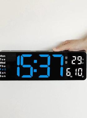 13寸简约客厅挂钟多种功能同屏显示时钟有温度星期闹钟6629