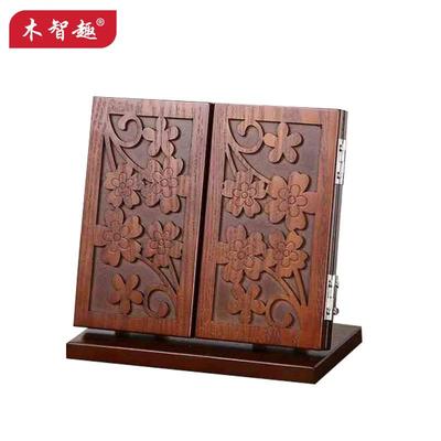 跨境货源台式化妆镜子幸运草雕花可折叠三面镜实用复古梳妆镜台