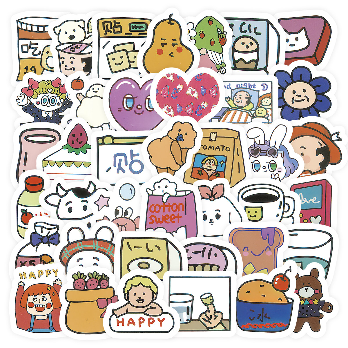 270张ins风韩系氧气实验室贴纸网红爆款可爱创意图案装饰防水贴