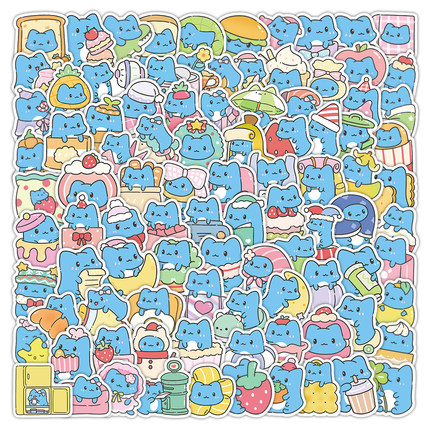 206张猫猫虫咖波贴纸手机水杯装饰行李箱贴纸笔记本电脑贴画DIY