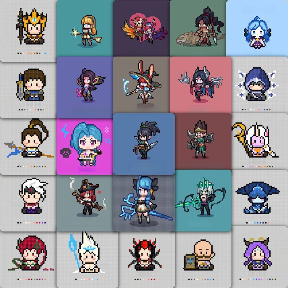 177张英雄联盟卡通小人贴纸爆爆格温托儿索永恩装饰小图案diy贴