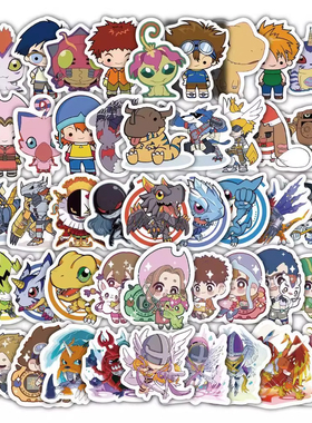 120数码宝贝Q版贴纸动漫卡通创意个性装饰桌面手账本素材贴画diy