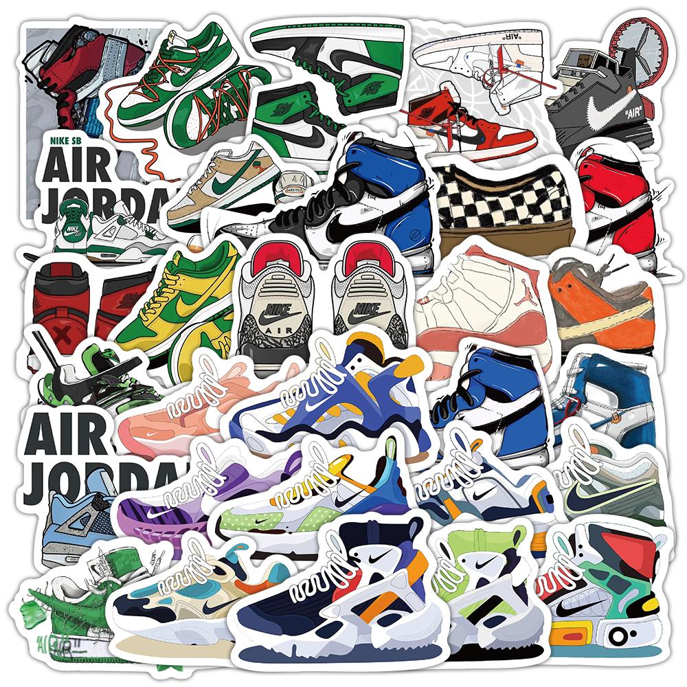 180张不重复潮牌球鞋涂鸦贴纸装饰小图案行李箱手账手机壳贴画DIY