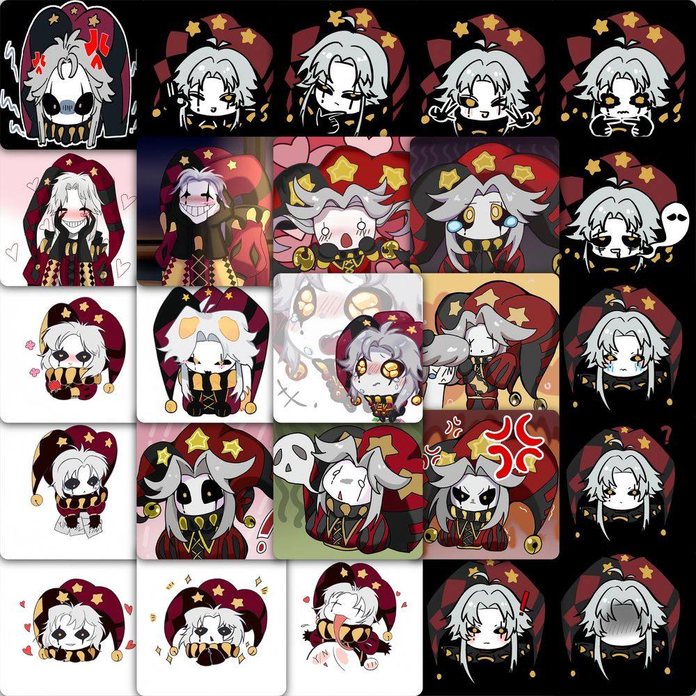 177张Pierrot皮埃罗贴纸创意二次元怪胎马戏团搞怪人物周边贴画