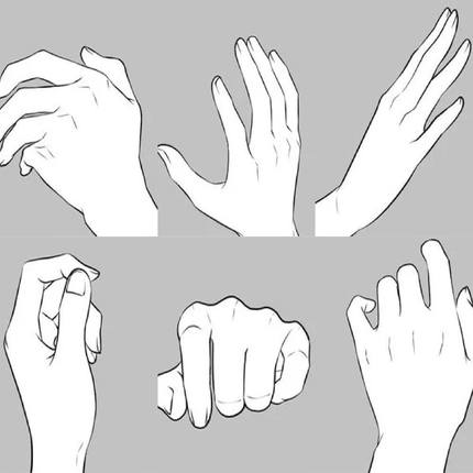 手部插画素材贴纸动漫风素描速写手绘教学贴画DIY电脑笔记本装饰