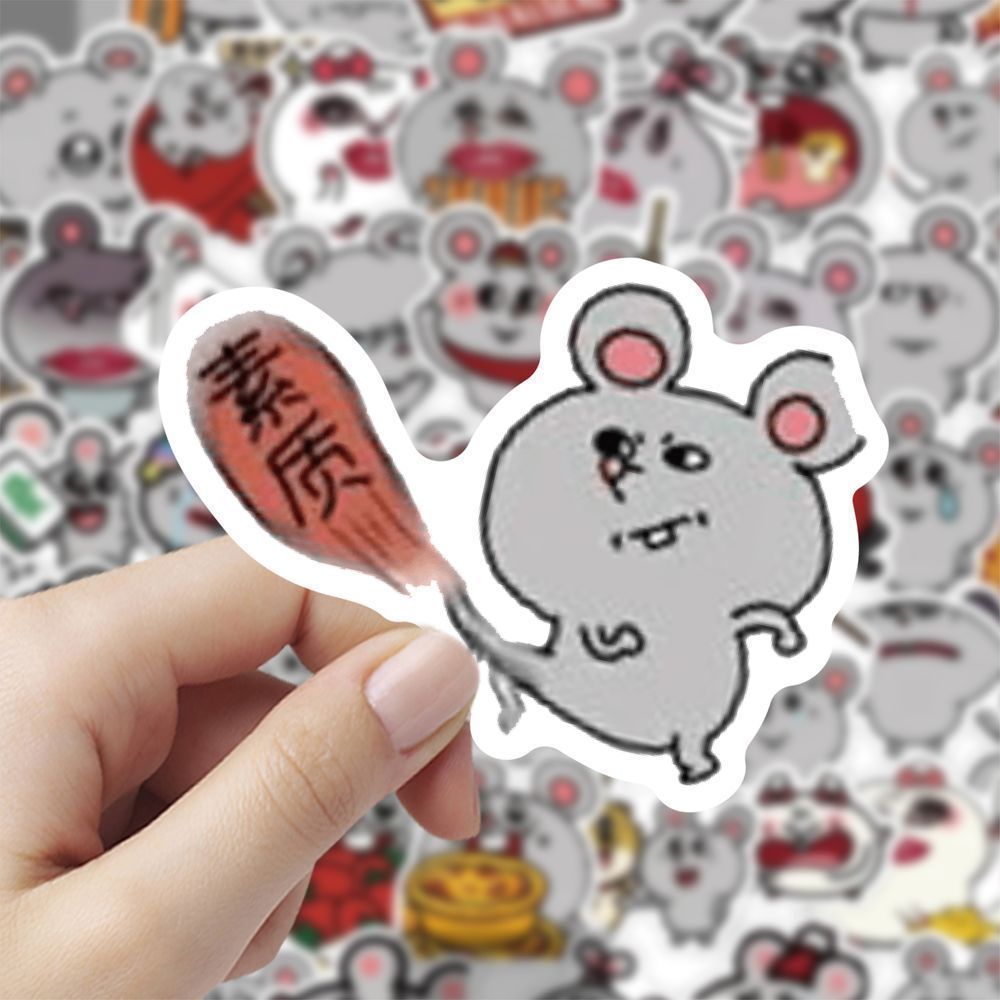 新款老鼠异形表情包涂鸦贴纸趣味表情手机diy手账笔记本装饰贴