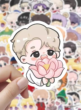 120张张艺兴Q版贴纸创意可爱卡通装饰小图案手机壳桌面行李箱贴画