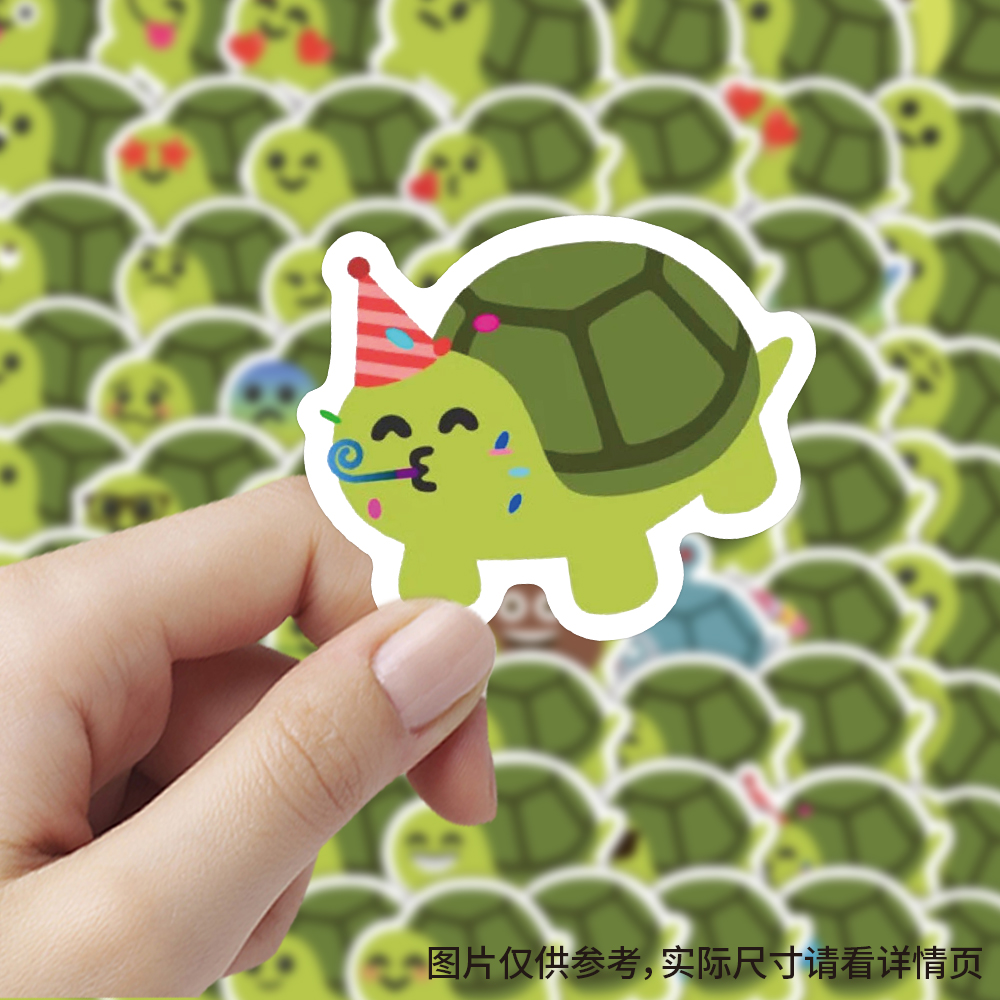 100张小乌龟贴纸卡通标签可爱表情包装饰手账手机行李箱防水贴画
